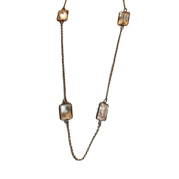 Antique Sterling Silver Necklace with Custom Cut Crystals Statement Piece JS8 - Picture 3 of 3